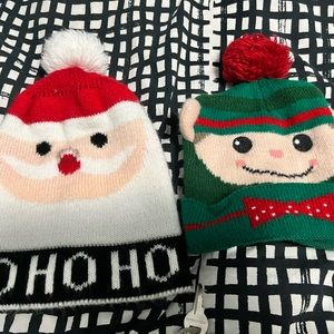 Santa & Elf beanie winter Christmas Ho Ho Ho reversible Santa, sold together
